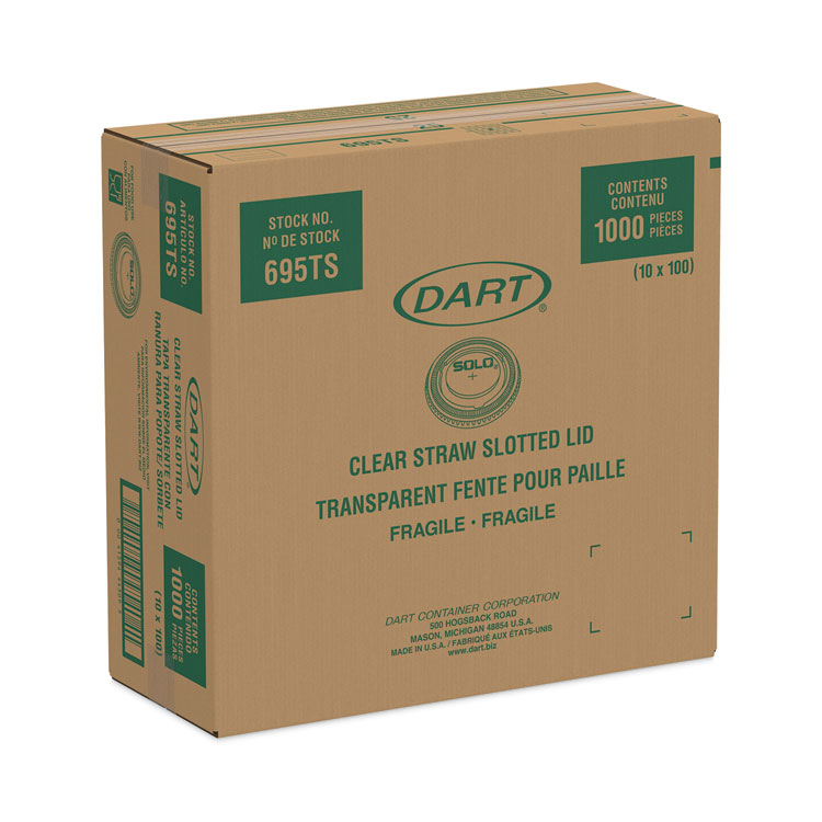 Dart Plastic Cold Cup Lids, Fits 12 oz to 14 oz Cups, Clear, 1,000/Carton (DCC695TS)