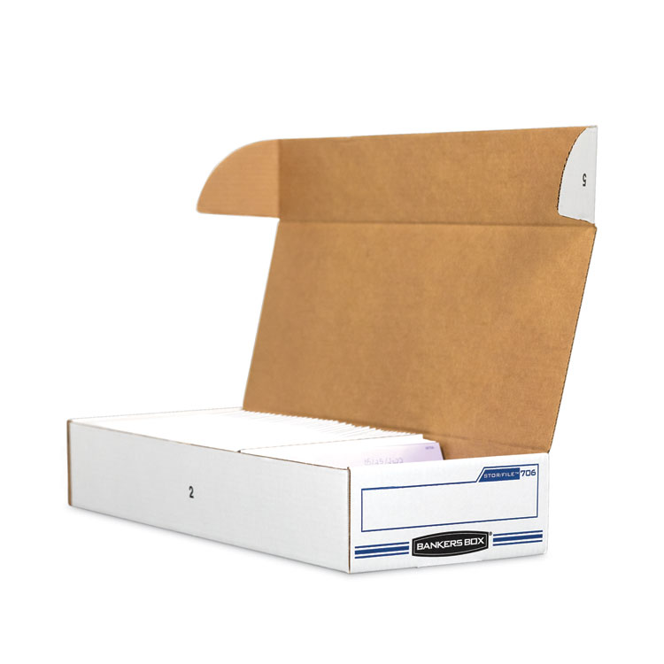 Bankers Box STOR/FILE Check Boxes, 9.25" x 25" x 4.13", White/Blue, 12/Carton (FEL00706)