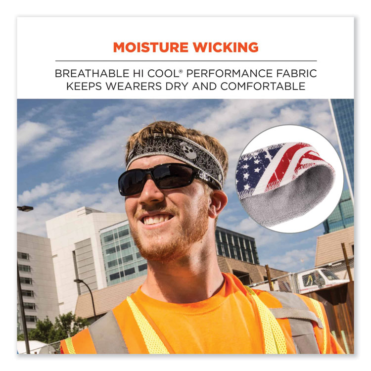 ergodyne Chill-Its 6605 High-Performance Cotton Terry Cloth Sweatband, One Size Fits Most, Stars and Stripes (EGO12421)
