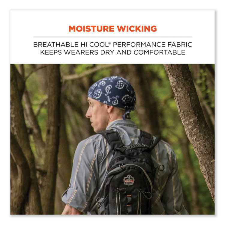 ergodyne Chill-Its 6615 High-Performance Bandana Doo Rag with Terry Cloth Sweatband, One Size Fits Most, Black (EGO12487)