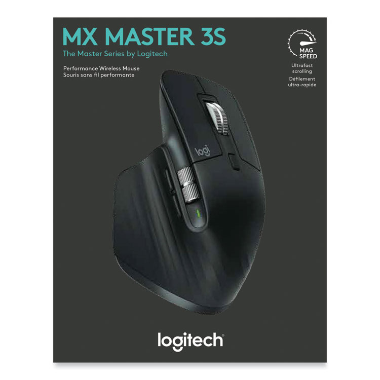 Logitech MX Master 3S Performance Wireless Mouse, 2.4 GHz Frequency/32 ft Wireless Range, Right Hand Use, Black (LOG910006556)