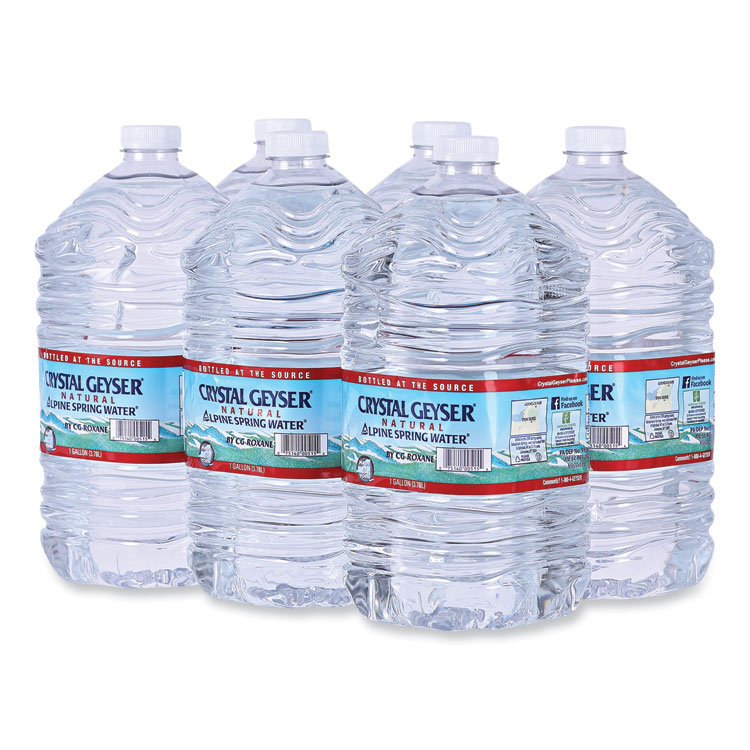 Crystal Geyser Alpine Spring Water, 1 Gal Bottle, 6/Carton (CGW12514CT)