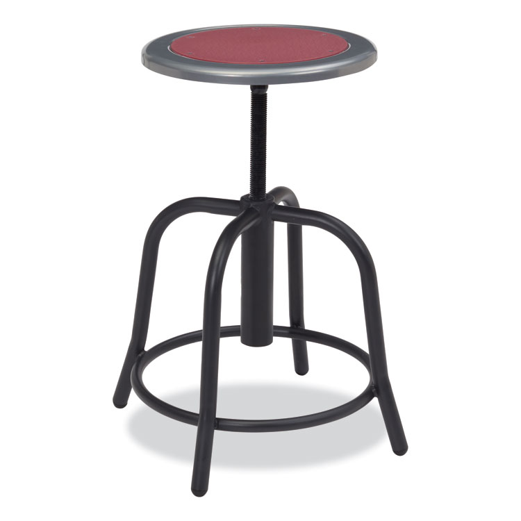 NPS 6800 Series Height Adjustable Metal Seat Stool, Supports Up to 300 lb, 18" to 24" Seat Height, Burgundy Seat, Black Base (NPS681810)