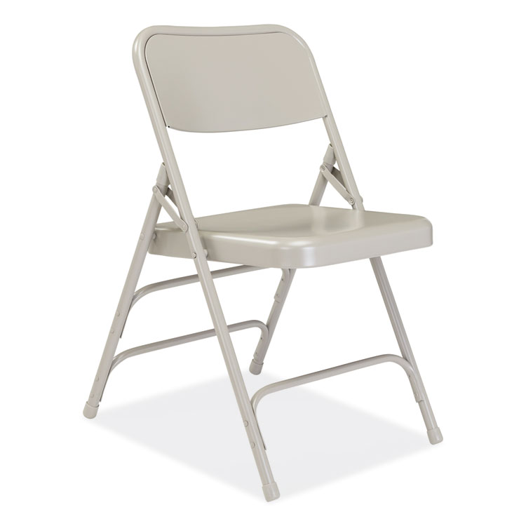 NPS 300 Series Deluxe All-Steel Triple Brace Folding Chair, Supports Up to 480 lb, 17.25" Seat Height, Gray, 4/Carton (NPS302)
