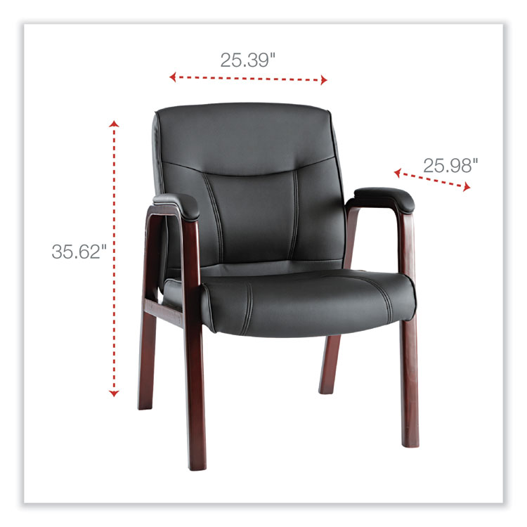 Alera Alera Madaris Series Bonded Leather Guest Chair with Wood Trim Legs, 25.39" x 25.98" x 35.62", Black Seat/Back, Mahogany Base (ALEMA43ALS10M)