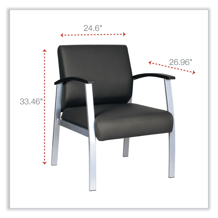 Alera Alera metaLounge Series Mid-Back Guest Chair, 24.6" x 26.96" x 33.46", Black Seat, Black Back, Silver Base (ALEML2319)