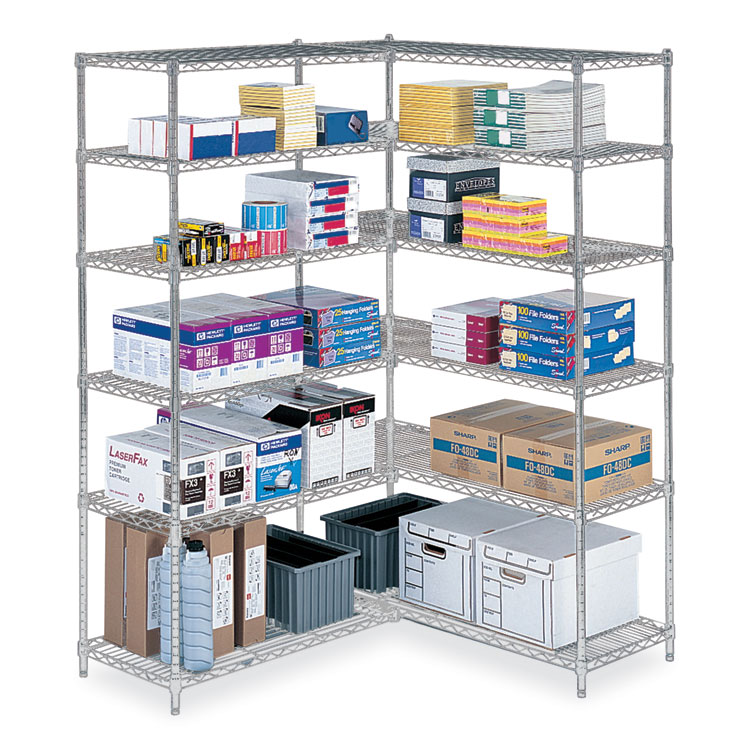 Safco Industrial Add-On Unit, Four-Shelf, 48w x 24d x 72h, Steel, Metallic Gray (SAF5295GR)