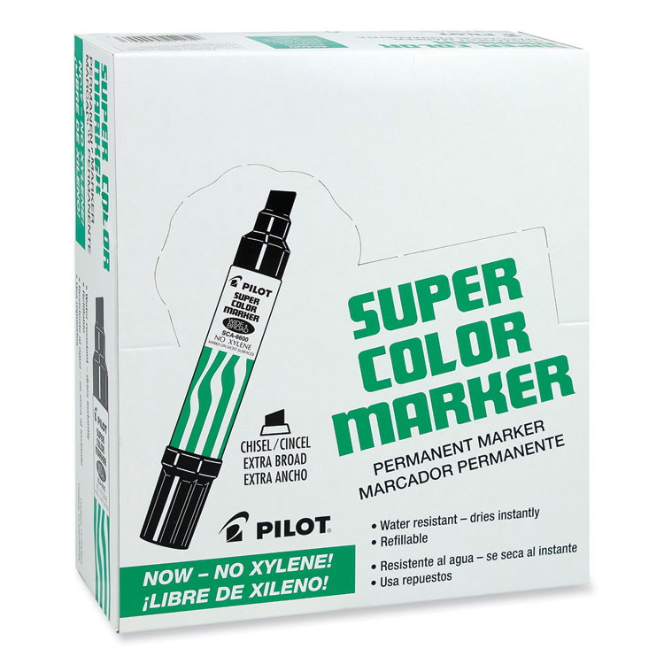 Pilot Jumbo Refillable Permanent Marker, Broad Chisel Tip, Green (PIL45400)