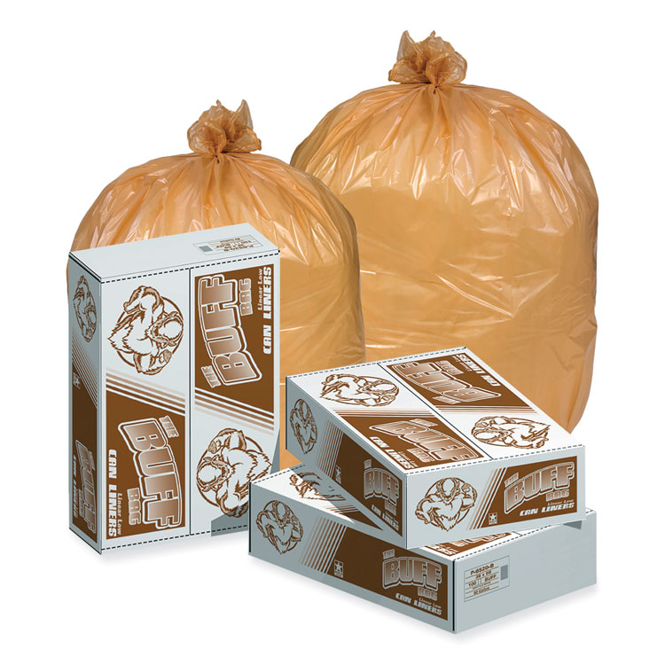 Pitt Plastics Can Liner, 16 gal, 0.35 mil, 32" x 24", Buff, Perforated Roll, 500/Carton (PITP3310XB)
