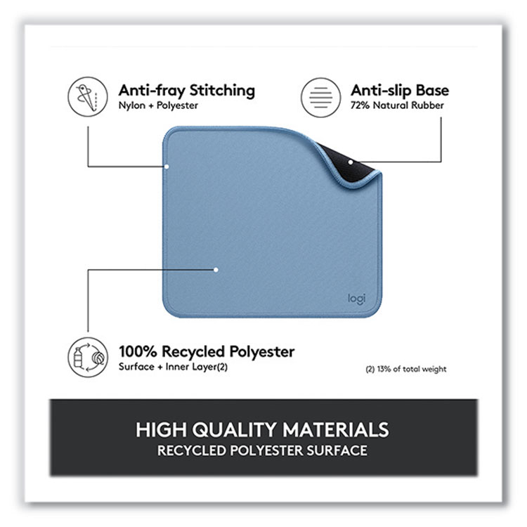 Logitech Studio Series Non-Skid Mouse Pad, 7.9 x 9.1, Blue Gray (LOG956000038)