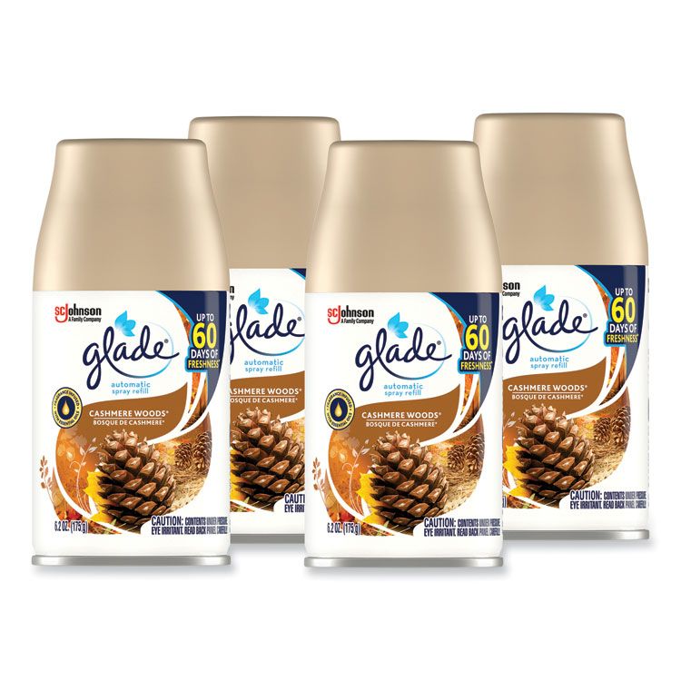 Glade Automatic Air Freshener, Cashmere Woods, 6.2 oz, 4/Carton (SJN344757)