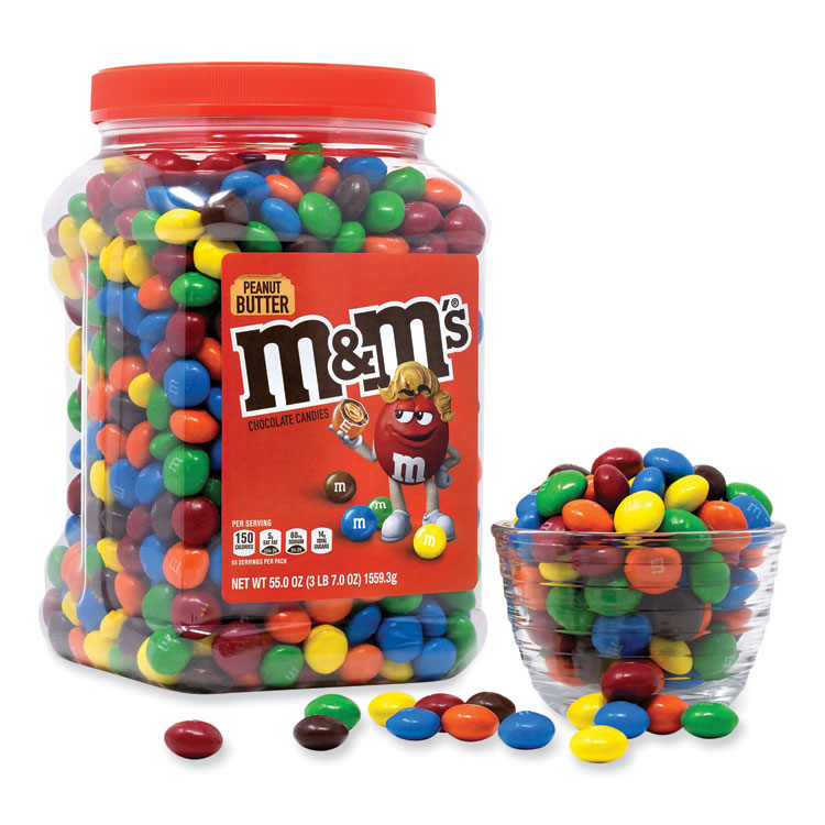 M & M's Peanut Butter Milk Chocolate Candy Jar, 55 oz Jar (GRR22002034)