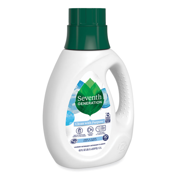 Seventh Generation Natural Liquid Laundry Detergent, Fragrance Free, 45 oz Bottle, 6/Carton (SEV45066CT)