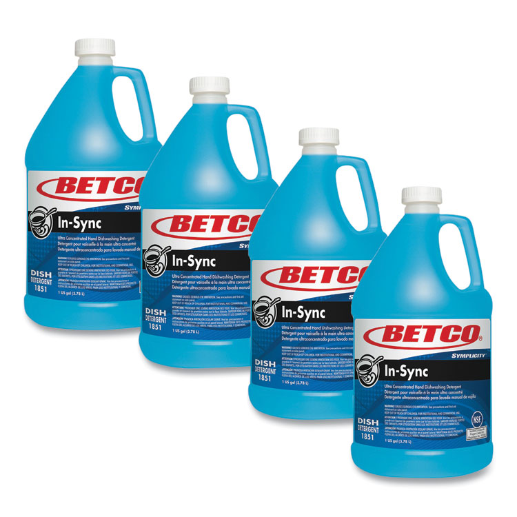 BETCO CORPORATION Symplicity In-Sync Premium Hand Dishwashing Detergent, Fresh Ozonic Scent, 1 gal Bottle, 4/Carton (BET18510400)