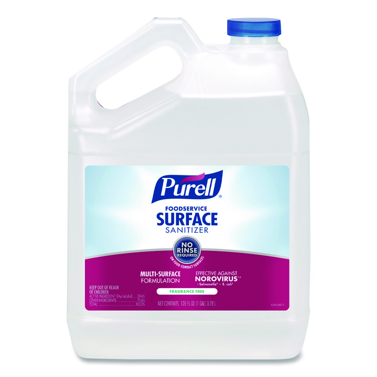 PURELL Foodservice Surface Sanitizer, Fragrance Free, 1 gal Bottle, 4/Carton (GOJ434104)