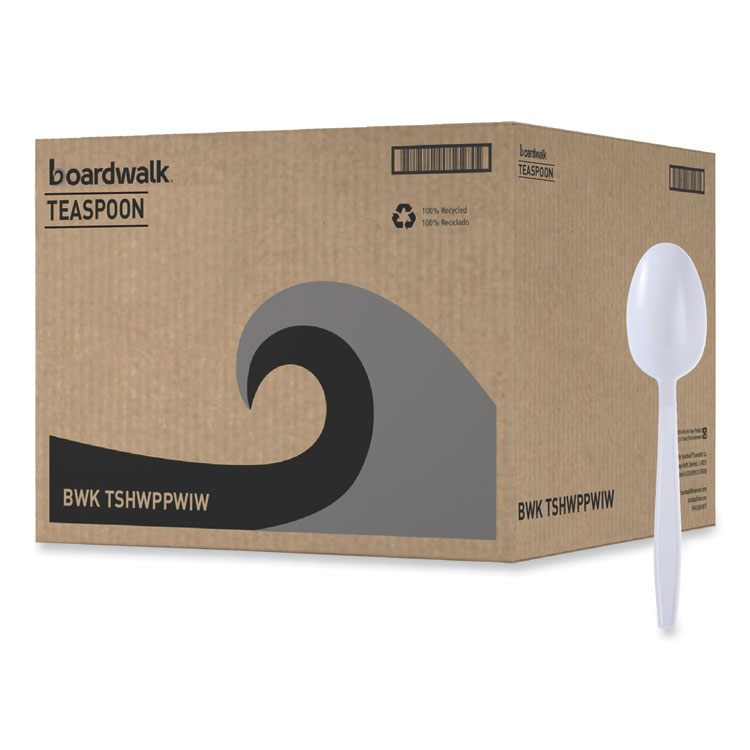 Boardwalk Heavyweight Wrapped Polypropylene Cutlery, Spoon, Plastic, White, 1,000/Carton (BWKTSHWPPWIW)