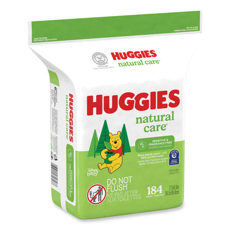 Huggies Natural Care Sensitive Baby Wipes, 1-Ply, 3.88 x 6.6, Unscented, White, 184/Pack, 3 Packs/Carton (KCC31816)