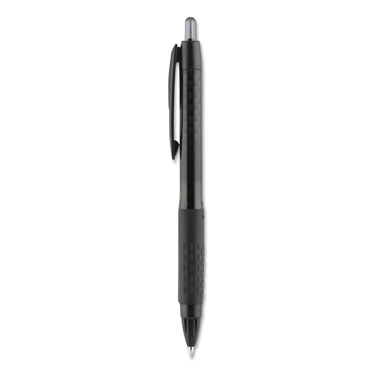 uniball 307 Gel Pen, Retractable, Fine 0.5 mm, Black Ink, Black Barrel, Dozen (UBC1947087)