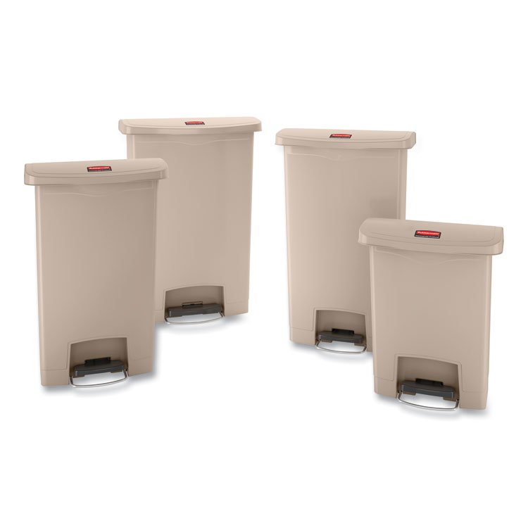 Slim Jim Streamline Resin Step-On Container, Front Step Style, 13 gal, Polyethylene, Beige (RCP1883458)