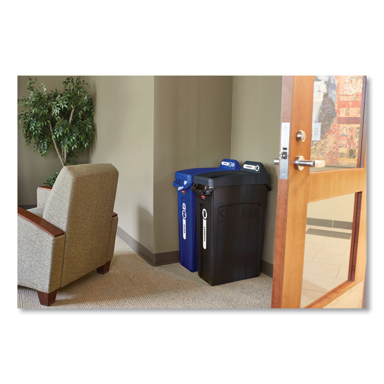 Slim Jim Slim Jim Plastic Recycling Container with Venting Channels, 23 gal, Plastic, Blue (RCP354007BE)