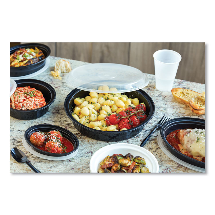 Pactiv Evergreen Newspring VERSAtainer Microwavable Containers, Oval, 6 oz, 5.7 x 4 x 1.1, Black/Clear, Plastic, 150/Carton (PCTOC06B)