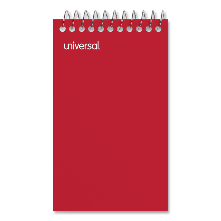 Universal Wirebound Memo Pad with Coil-Lock Wire Binding, Narrow Rule, Orange Cover, 50 White 3 x 5 Sheets, 12/Pack (UNV20435)
