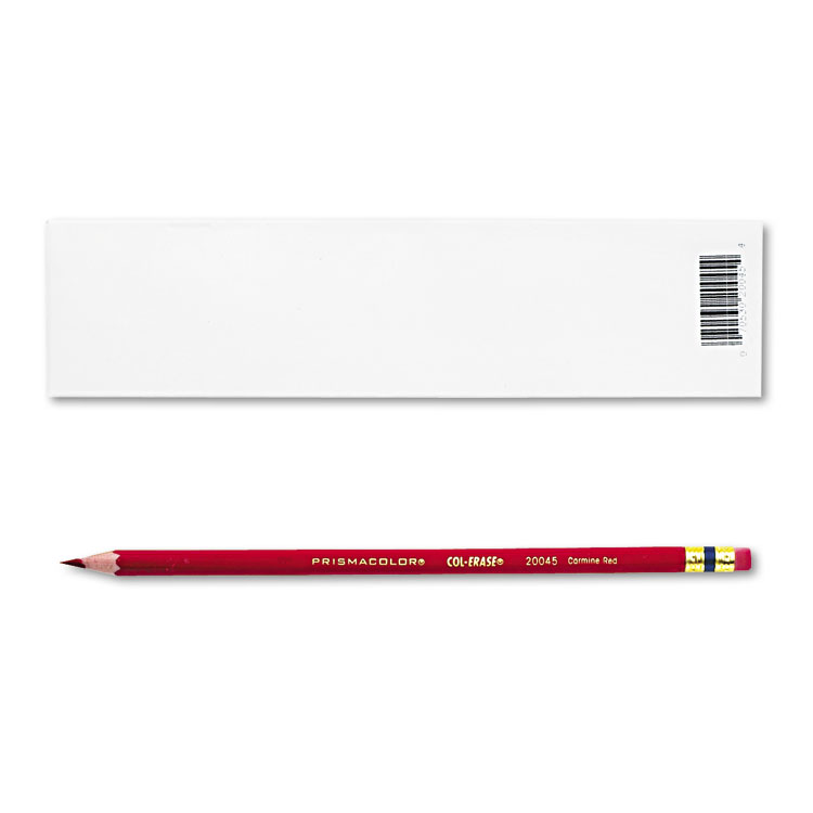 Prismacolor Col-Erase Pencil with Eraser, 0.7 mm, 2B, Carmine Red Lead, Carmine Red Barrel, Dozen (SAN20045)