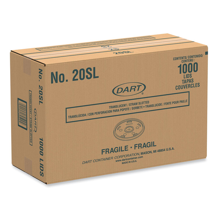 Dart Cold Cup Lids, Fits 8 to 32 oz Cups/Containers, Translucent, 100/Sleeve, 10 Sleeves/Carton (DCC20SL)