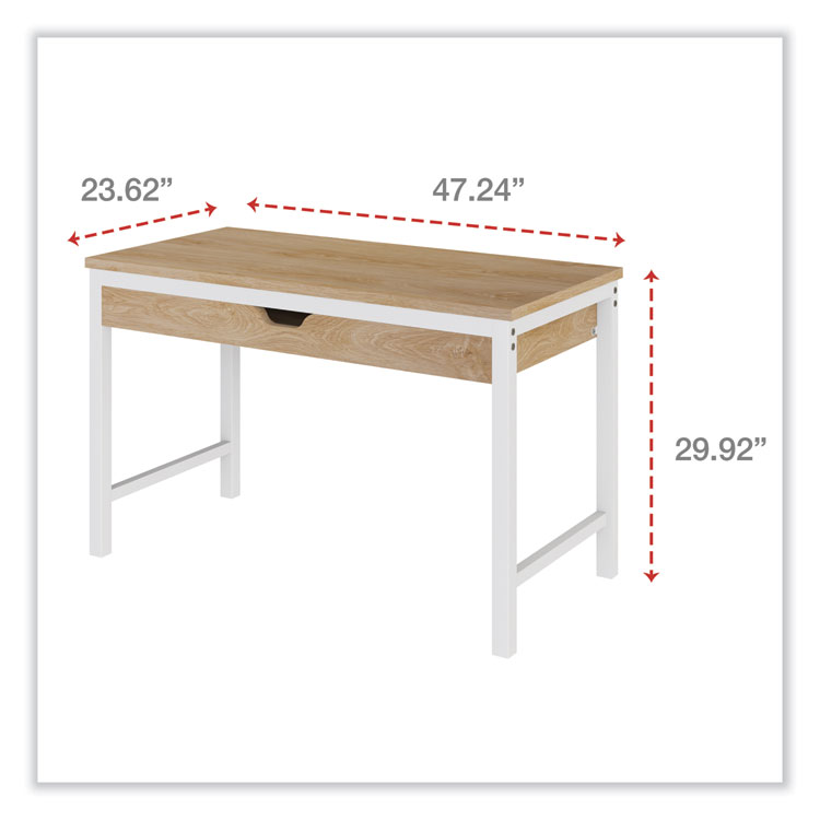 Alera Modern Writing Desk, 47.24" x 23.62" x 29.92", Beigewood/White (ALEWSWD4824WB)