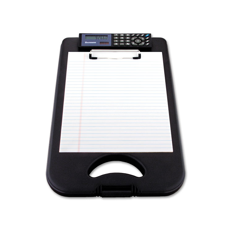 Saunders DeskMate II with Calculator, 0.5" Clip Capacity, Holds 8.5 x 11 Sheets, Black (SAU00534)