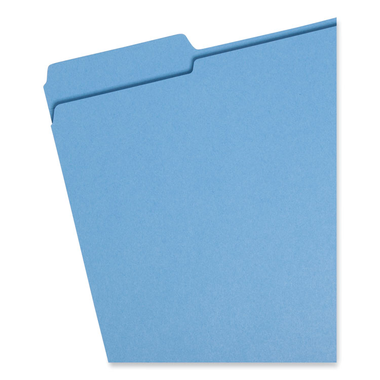 Smead Reinforced Top Tab Colored File Folders, 1/3-Cut Tabs: Assorted, Letter Size, 0.75" Expansion, Blue, 100/Box (SMD12034)