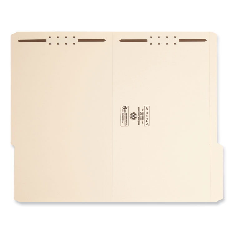 Smead Top Tab Fastener Folders, 1/3-Cut Tabs: Right, 0.75" Expansion, 2 Fasteners, Legal Size, Manila Exterior, 50/Box (SMD19538)