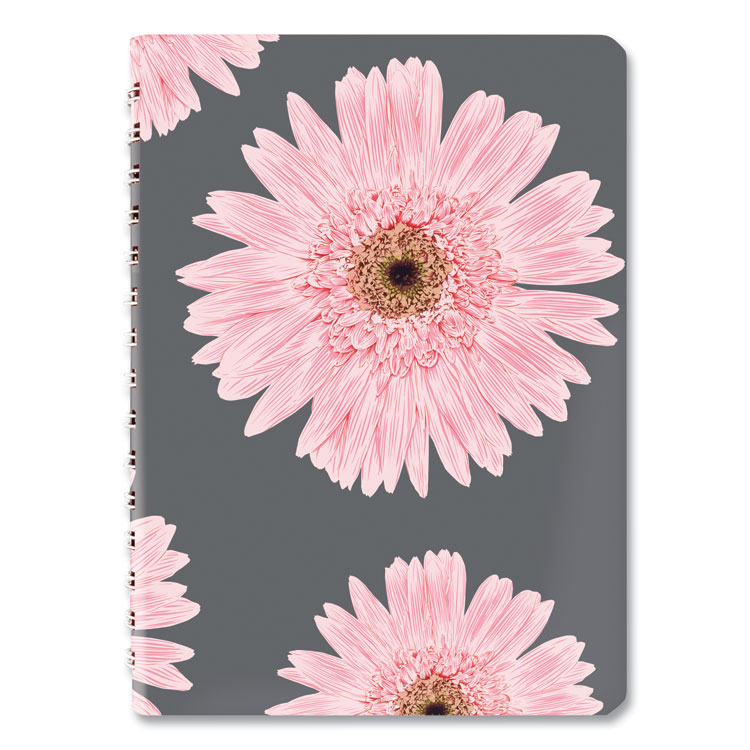 Brownline Pink Ribbon Essential Daily Appointment Book, Daisy Artwork, 8 x 5, Navy/Gray/Pink Cover, 12-Month (Jan to Dec): 2025 (REDCB634G05)