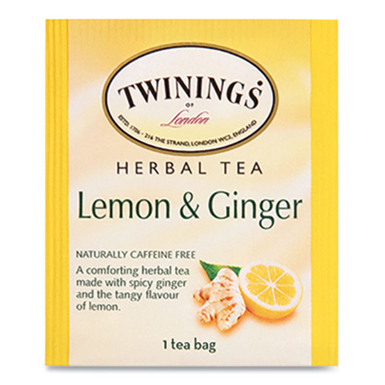 TWININGS Tea Bags, Lemon and Ginger, 2.65 oz, 50/Box (TWG53653)