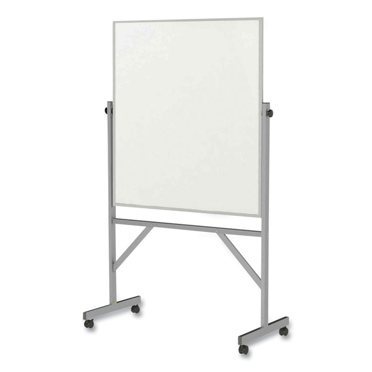 Ghent Reversible Magnetic Porcelain Whiteboard with Satin Aluminum Frame and Stand, 36 x 48, White Surface (GHEARM1M143)