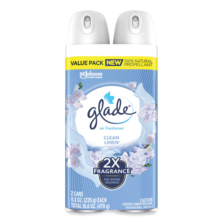 Glade Air Freshener, Clean Linen Scent, 8.3 oz, 2/Pack, 3Packs/Carton (SJN346578)