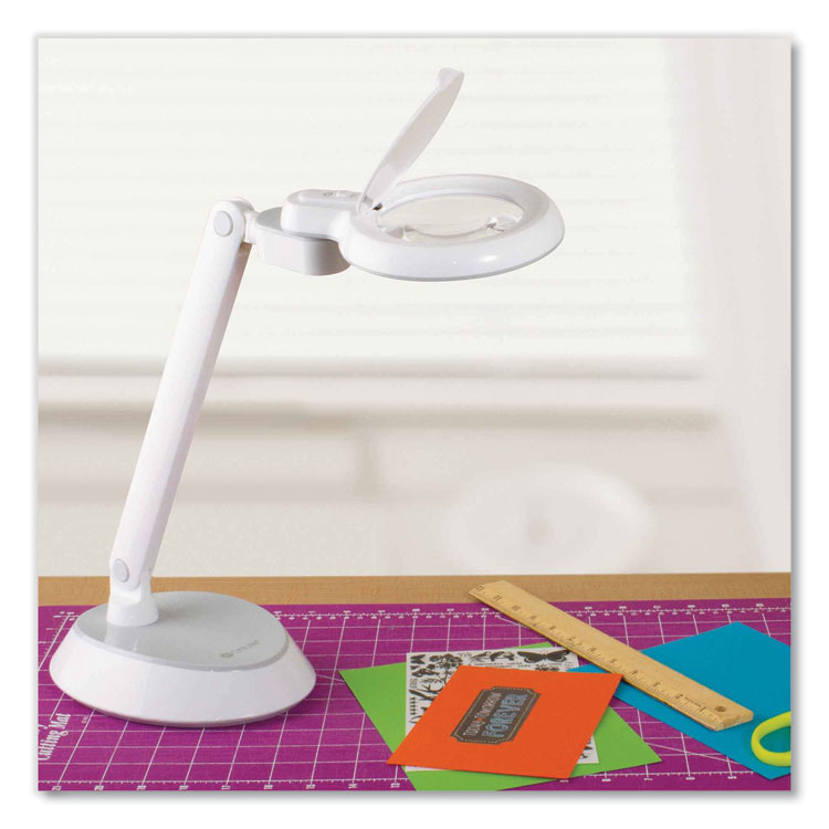OttLite Space-Saving LED Magnifier Desk Lamp, 14" High, White (OTTG97WGCFFP)