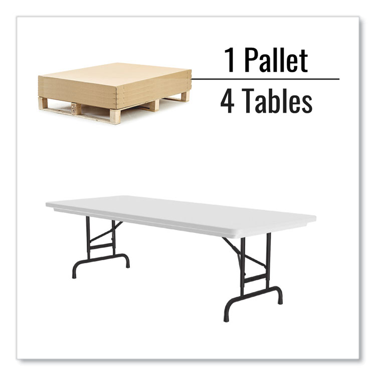Correll Adjustable Folding Tables, Rectangular, 72" x 30" x 22" to 32", Gray Granite Top, Black Legs, 4/Pallet (CRLRA3072234P)