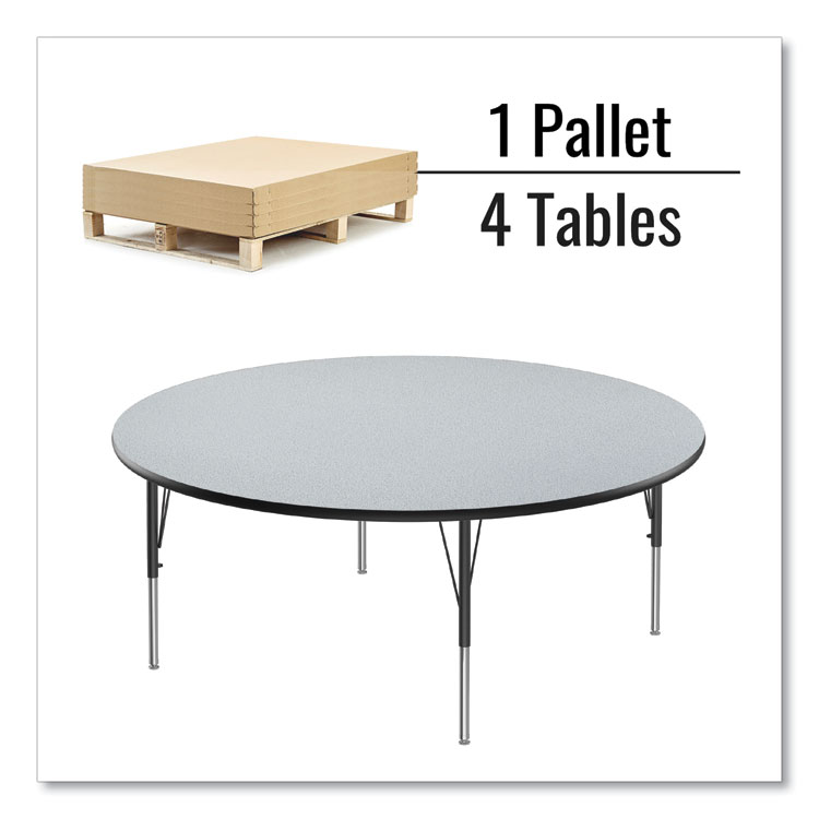 Correll Height Adjustable Activity Table, Round, 60" x 19" to 29", Gray Granite Top, Black Legs, 4/Pallet (CRL60TFRD1595K4)