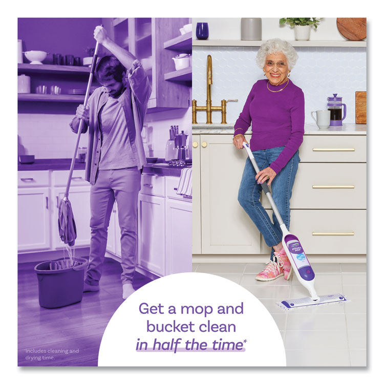 Swiffer PowerMop Starter Kit, 15.4 x 5.3 White/Purple Cloth Head, 26" Silver Aluminum Handle (PGC07242)