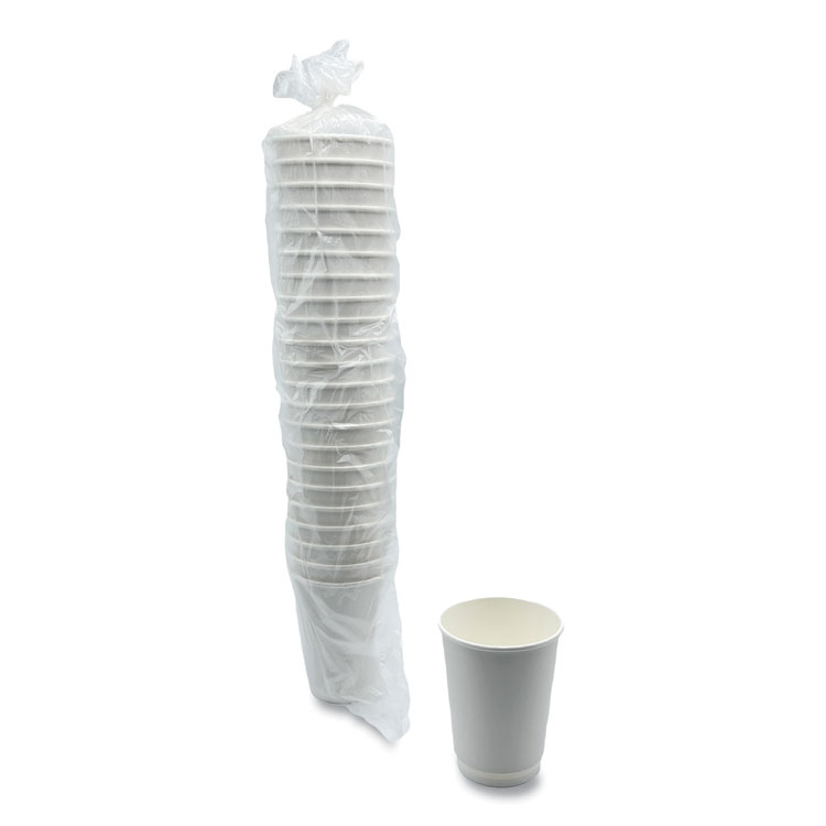Boardwalk Paper Hot Cups, Double-Walled, 12 oz, White, 25/Pack (BWKDW12HCUPPK)