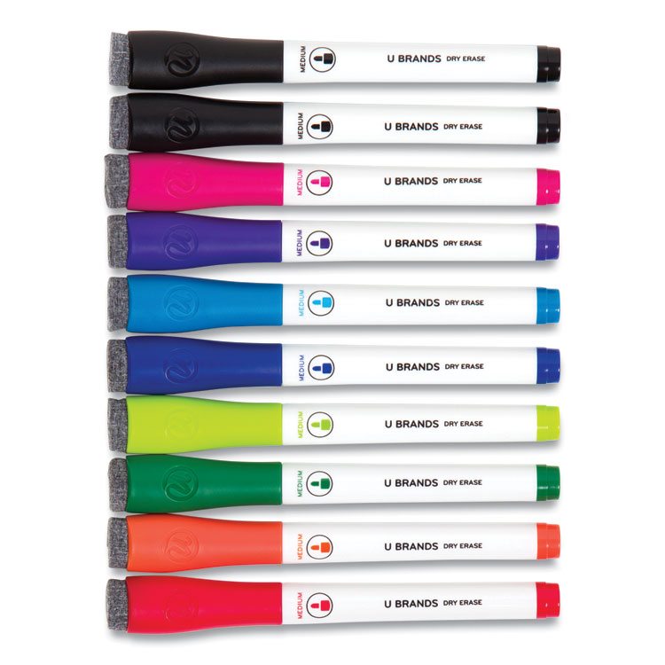U Brands Medium Point Dry Erase Markers, Medium Tip, Assorted Colors, 10/Pack (UBR504U0624)