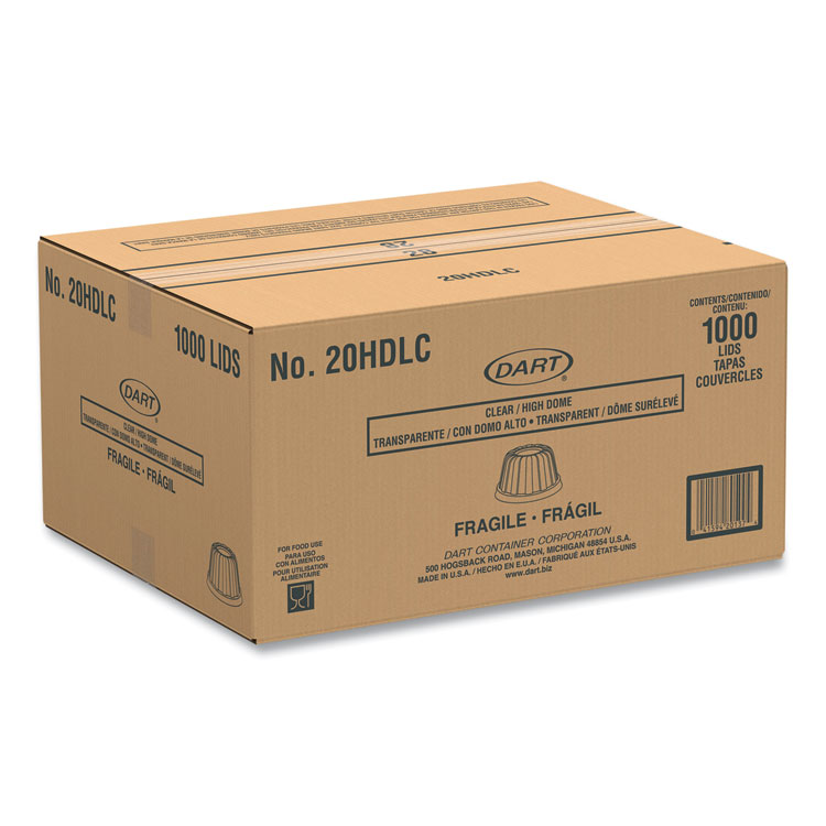 Dart D-T Sundae/Cold Cup Lids, Fits 5 oz to 32 oz Cups, Clear, 50 Pack 20 Packs/Carton (DCC20HDLC)