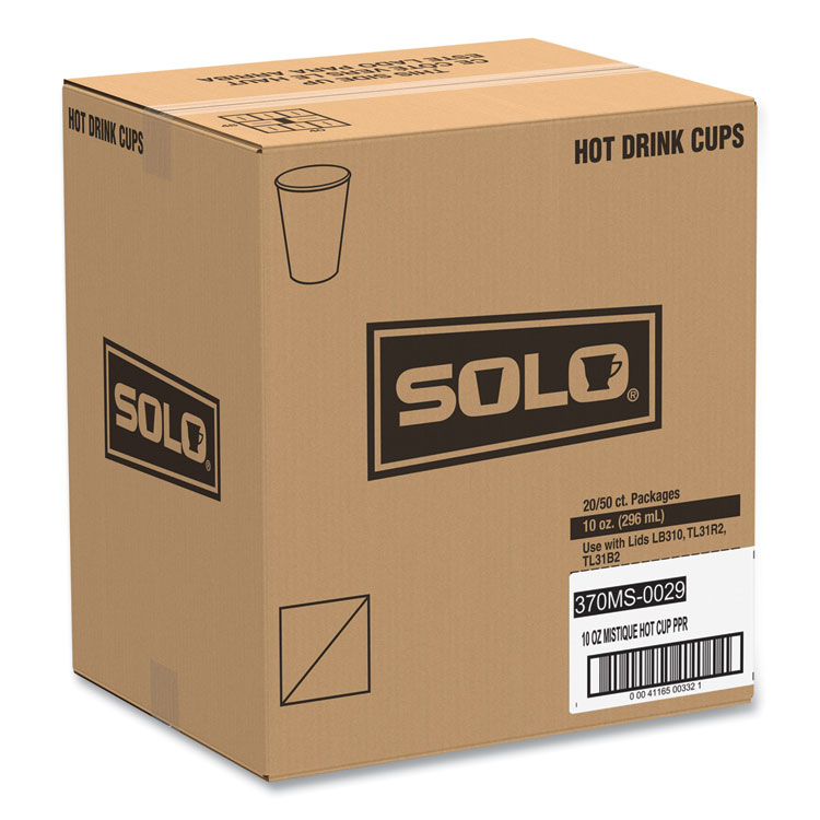 SOLO Single Sided Poly Paper Hot Cups, 10 oz, Mistique Design, 50/Bag, 20 Bags/Carton (SCC370MS)