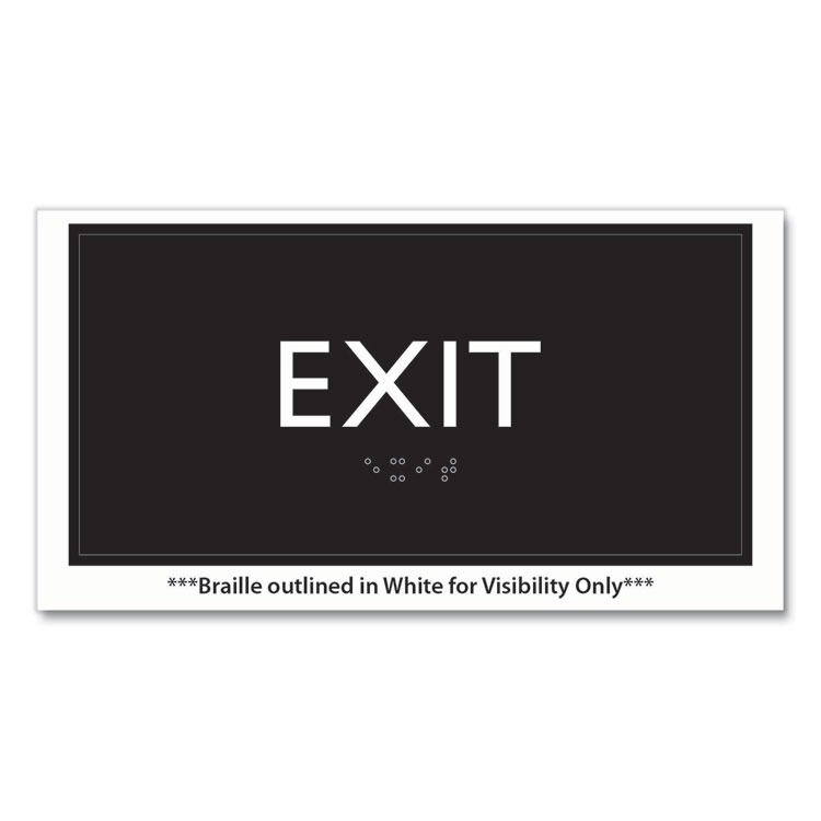 Headline Sign ADA Sign, Exit, Plastic, 4 x 4, Clear/White (USS69922)