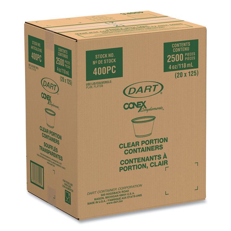 Dart Conex Complements Portion/Medicine Cups, 4 oz, Clear, 125/Bag, 20 Bags/Carton (DCC400PC)