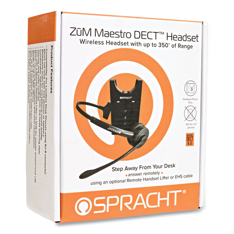 Spracht ZuM Maestro DECT Monaural Over The Head Headset, Black (SPTHS2018)