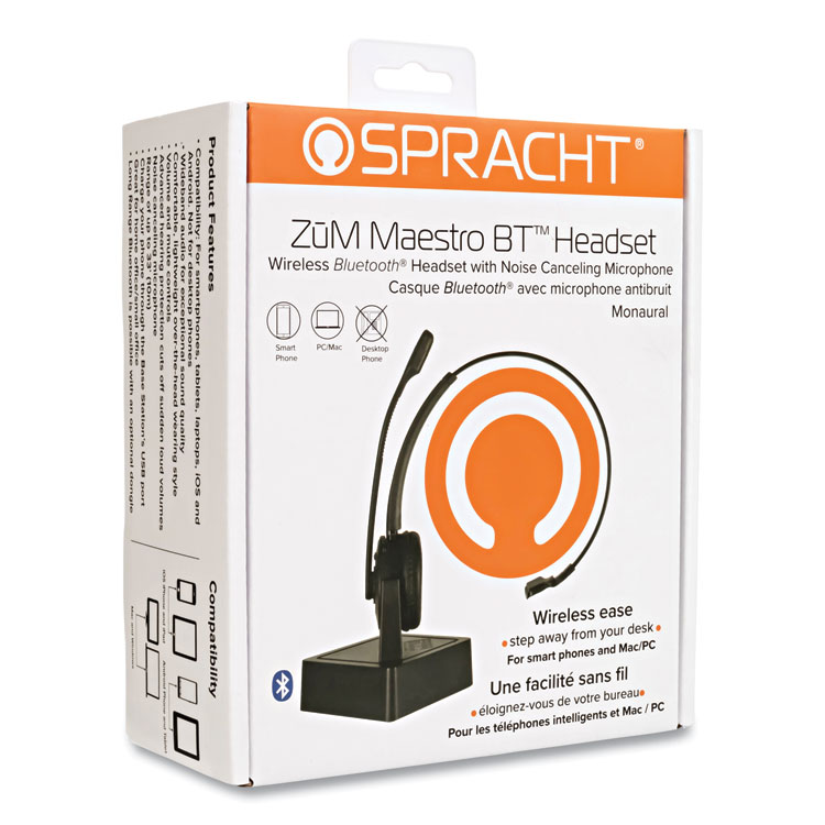 Spracht ZuM Maestro Bluetooth Monaural Over The Head Headset, Black (SPTHS2050)