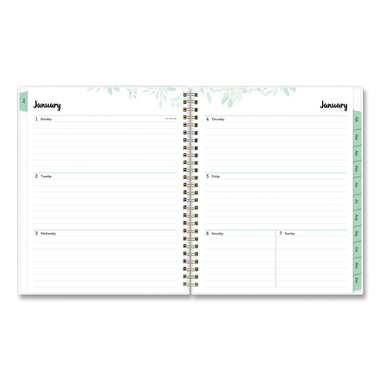 Blue Sky Laurel Weekly/Monthly Planner, Laurel Floral Artwork, 9 x 7, Green/Pink/Orange Cover, 12-Month (Jan to Dec): 2024 (BLS135843)