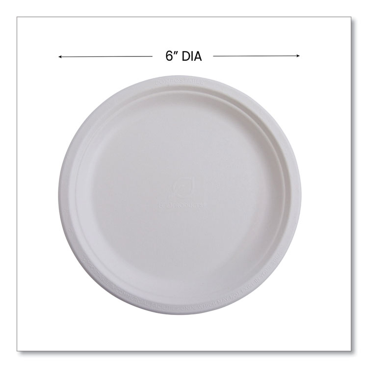 ECOEPP016NFA - Eco-Products Vanguard Renewable and Compostable Sugarcane Plates, 6" dia, White, 1,000/Carton (ECOEPP016NFA) - Image 4